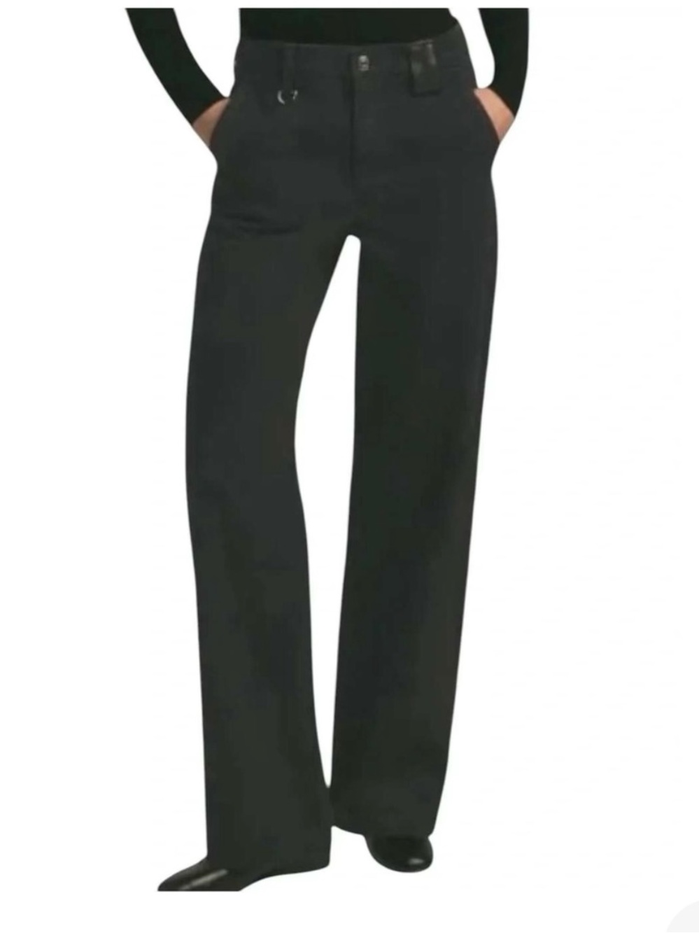 NWT 🔥FAVORITE DAUGHTER The Taylor Pant Black High Rise Wide Leg Denim Trousers
